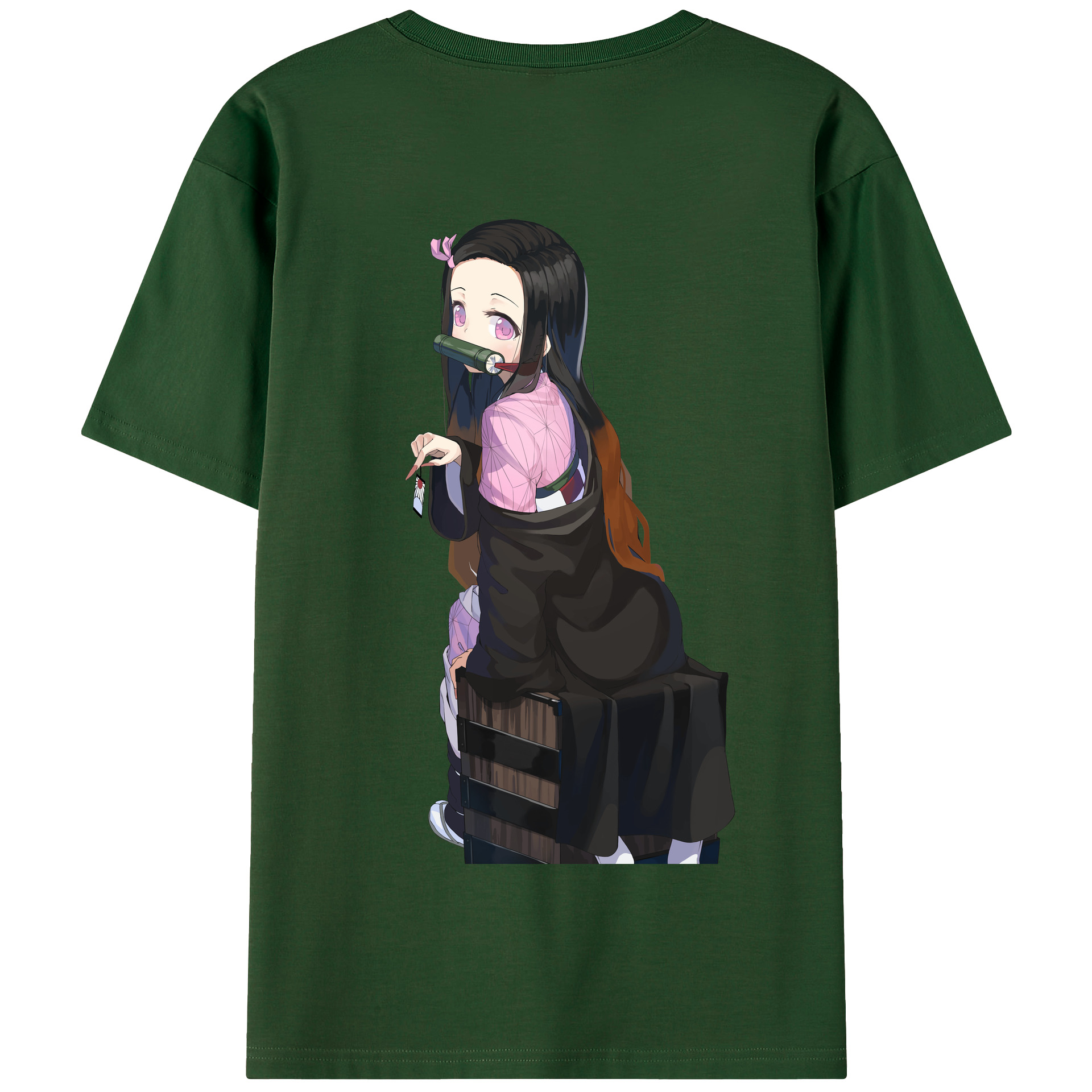 （画像用） 鬼滅の刃（きめつのやいば）竈門 禰󠄀豆子／かまど ねずこ Kamado Nezuko 綿100％半袖Tシャツ（背面プリント）